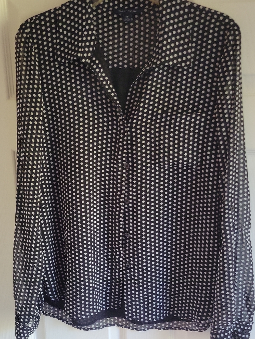 Tommy Hilfiger Women's Black Polka Dot Button-Down Shirt Sz Small. Never Worn